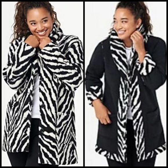 SUSAN GRAVER, Reversible, zebra Sherpa jacket!! - Picture 2 of 10